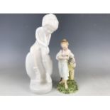 A Spode James figurine together with a Copenhagen figurine of a girl holding a wheatsheaf (a/f)