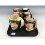 Shorter and Son character jugs, including Sheikh, Sinbad (2) Pirate Head (2) and Dick Turpin, 15 cm
