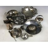 A large quantity of early 20th Century electroplate, including a 'love token' rose bowl on stand