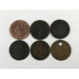 Six various Georgian and later coins / commemoratives