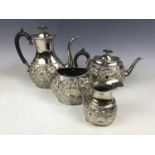 A four piece electroplate Rococo style tea and coffee set