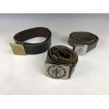 Two Spanish military waist belts and a Communist belt
