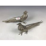 A pair of electroplate table pheasants