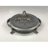 A Rodney Kent hand wrought pewter and glass nut dish