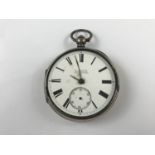 A late Victorian silver cased pocket watch by H. Samuel (a/f)
