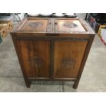 A 20th Century Chinese carved camphor wood chest / cabinet, 63 x 39 x 76 cm high
