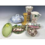 Sundry ceramics including Maling, Carlton ware, Royal Doulton and a late 19th Century blue and white