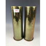 A pair of Great War 18-pounder artillery shell cases