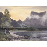 W*** Scott Smith (Contemporary) Lakeland view at dusk, watercolour, framed and mounted under