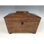 A Victorian walnut tea caddy