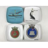 Four Vickers Shipbuilding promotional dishes including one commemorating the Royal Navy Resolution
