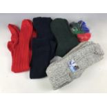 Five pairs of long hunting socks together with four pairs of wool sock garters, as-new