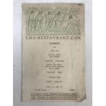 A 1935 LMS Restaurant Car luncheon menu decorated with a frieze from Homers Odyssey by Eric Gill,