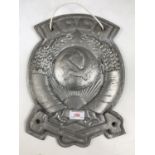 A cast alloy Soviet plaque