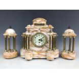 A fine Victorian variegated marble and cast brass clock garniture (movement lacking)