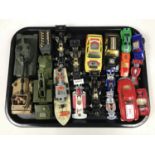 Sundry Matchbox and Dinky die-cast military vehicles and racing cars etc