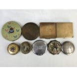 Vintage powder compacts, including two souvenir compacts bearing the arms of Edinburgh and
