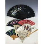 Seven vintage hand fans