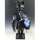 A contemporary tinplate model of a Scottish knight in armour, 105 cm