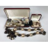Vintage costume jewellery, including a late 19th Century micromosaic flower head brooch, a Victorian