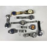 A quantity of largely 1960s - 1970s wrist watches including Ruhla, Ventura alarm, Excalibur,
