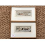 A pair of 19th Century Thomas Stevens 'Stevengraphs' depicting horse racing, hand entitled in pencil