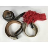 Sundry military belts and a sergeant's sash