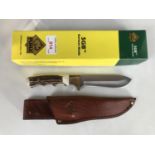 A Puma Wildcat Stag SGB sporting knife, boxed as-new
