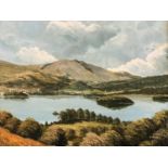 Olly Alcock (local artist to Carlisle) Derwentwater, oil on board, 28 x 33 cm