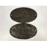 Sundry railway locomotive builder / shed plates by the Vulcan Foundry including No. 4653, 1935,