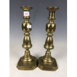 A pair of brass candlesticks, 32 cm