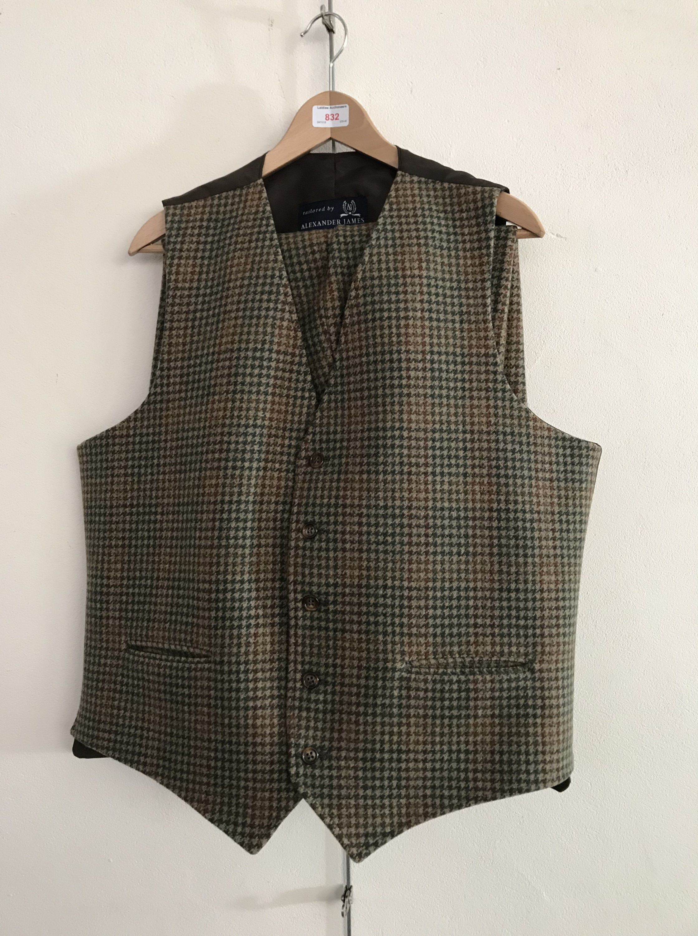 A gentleman's Alexander James tweed waistcoat and matching breeks, jacket size 46