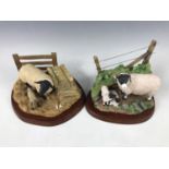 Two Border Fine Art figurines from the 'Farming Today' series; comprising Suffolk Ewe and Lamb A8950