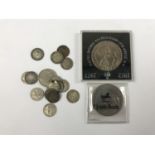 Victorian silver and later maundy coins, together with two Elizabeth II royal commemorative coins
