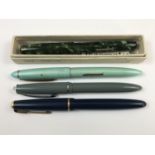 Vintage pens including a boxed Conway Stewart 15 fountain pen in green marble with 14ct gold nib,