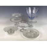 A quantity of glass including a pressed glass tazza, royal commemorative and free-blown glass bowls