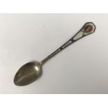 An Imperial German enamelled white-metal military prize or commemorative tea spoon