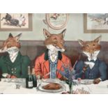After Harry B Neilson Mr Fox's Hunt Breakfast on Christmas Day, offset lithograph, framed and