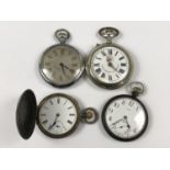 An early 20th Century Cyma 'gun-metal' pocket watch, a Roskopf patent pocket watch, a Second World