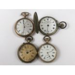 Four late 19th Century rolled gold and other pocket watches, (a/f)