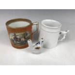 A Victorian Pratt ware transfer-printed tankard, together with a late 19th Century porcelain mug
