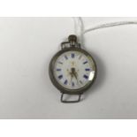 A late Victorian / Edwardian lady's white-metal fob watch converted for wear on the wrist