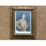 A 1940s lithographic printed portrait of Adolph Hitler, in gilt frame under glass, 50 cm x 39 cm