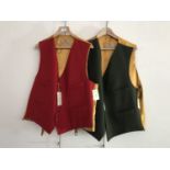 Two Gurteen and Sons "Ross" woollen waistcoats, in red and green respectively, both size 48, new