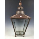 A late 19th / early 20th Century copper and glass street lantern hood