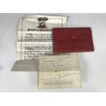 Great War service documents, and a related jockey license, dated 1908 [ Keywords; horse racing ]