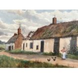 J*** Barnes (19th Century) The Blacksmith's cottage at Glave Hill, Dalston, with young lady to the