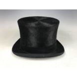 A gentleman's vintage Bond Street silk top hat, interior 16.5 x 20 cm