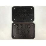 Sundry railway locomotive builder / shed plates including BRIB-1290, 1955 and BR2A No. 1475, 1957