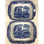 Two Spode Italian blue and white large oven-to-table roasting dishes
